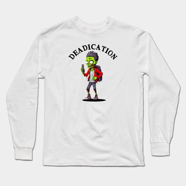 Zombie Smart Phone Deadication #3 Long Sleeve T-Shirt by Butterfly Venom